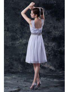 Satin Shoulder Square Knee-Length A-line Wedding Dress