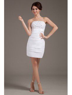 Satin Strapless Short Sheath Wedding Dress