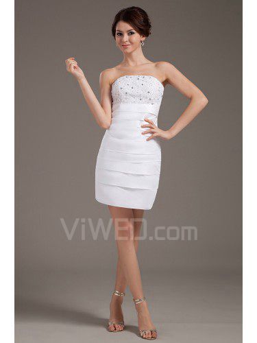 Cetim strapless vestido de noiva curto bainha