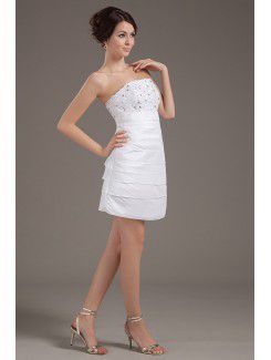 Satin Strapless Short Sheath Wedding Dress