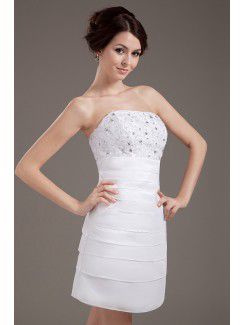 Satin Strapless Short Sheath Wedding Dress