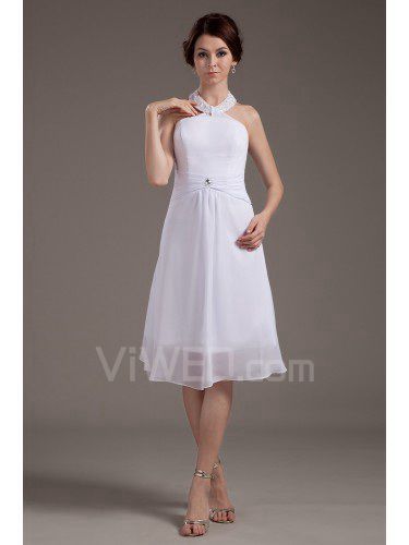 Атласа повод колен-line свадебное платье с блестками