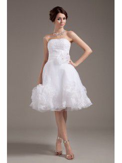 Tulle senza spalline al ginocchio a-line abito da sposa