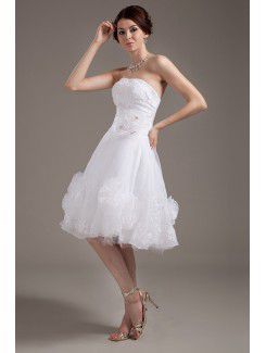 Tulle Strapless Knee-Length A-line Wedding Dress