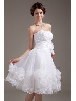 Tulle Strapless Knee-Length A-line Wedding Dress