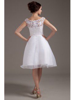 Lace Bateau Knee-Length A-line Wedding Dress