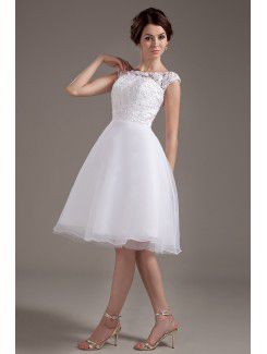 Lace Bateau Knee-Length A-line Wedding Dress