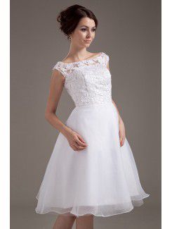 Lace Bateau Knee-Length A-line Wedding Dress