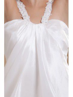 Taffeta Straps Mini Sheath Wedding Dress with Embroidered