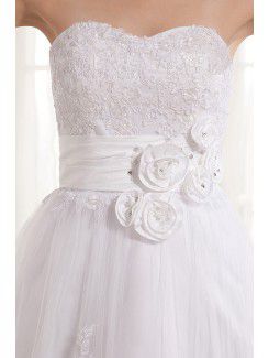 Tulle and Charmeuse Sweetheart Knee-Length A-line Wedding Dress