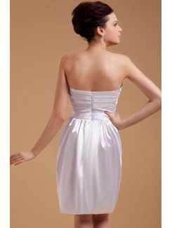 Satin Strapless Knee-Length Sheath Wedding Dress with Ruffle