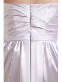 Satin Strapless Knee-Length Sheath Wedding Dress with Ruffle