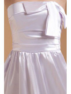 Satin Strapless Knee-Length Sheath Wedding Dress with Ruffle