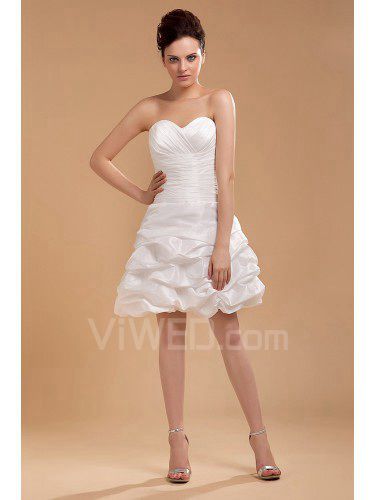 Taffettà sweetheart ginocchio a-line abito da sposa con volant