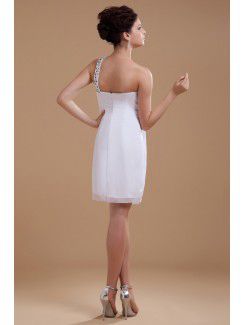 Chiffon One-Shoulder Short Column Wedding Dress with Sequins