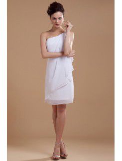 Chiffon One-Shoulder Short Column Wedding Dress with Sequins