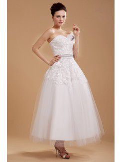 Tulle Sweetheart Ankle-Length A-line Wedding Dress