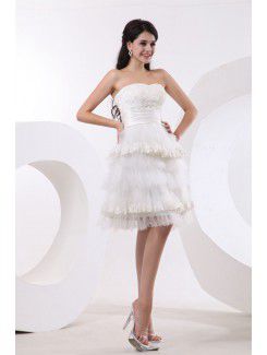 Tulle Sweetheart Knee-Length A-line Wedding Dress with Embroidered