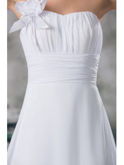 Chiffon One-Shoulder Sweep Train A-line Wedding Dress