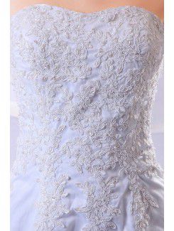 Lace Strapless Asymmetrical A-line Wedding Dress with Embroidered