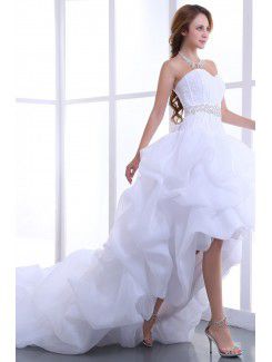 Taffeta Sweetheart Asymmetrical Ball Gown Wedding Dress with Sequins and Ruffle