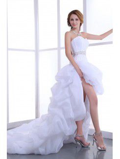 Taffeta Sweetheart Asymmetrical Ball Gown Wedding Dress with Sequins and Ruffle