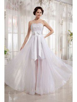 Tulle et satin sweetheart longueur au sol robe de mariée a-ligne