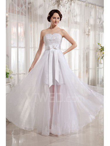 Tulle e raso sweetheart pavimento lunghezza a-line abito da sposa