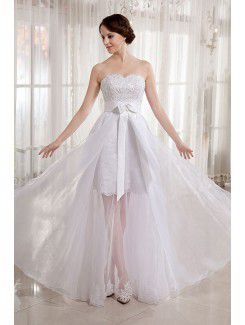 Tulle and Satin Sweetheart Floor Length A-line Wedding Dress