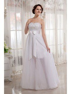 Tulle and Satin Sweetheart Floor Length A-line Wedding Dress