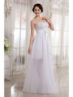 Tulle and Satin Sweetheart Floor Length A-line Wedding Dress