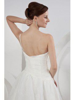 Organza One-Shoulder Asymmetrical A-line Wedding Dress with Ruffle and Flower