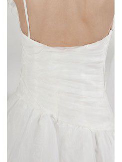 Organza One-Shoulder Asymmetrical A-line Wedding Dress with Ruffle and Flower