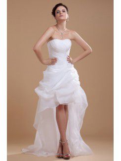 Organza und satin scoop asymmetrische a-linie brautkleid