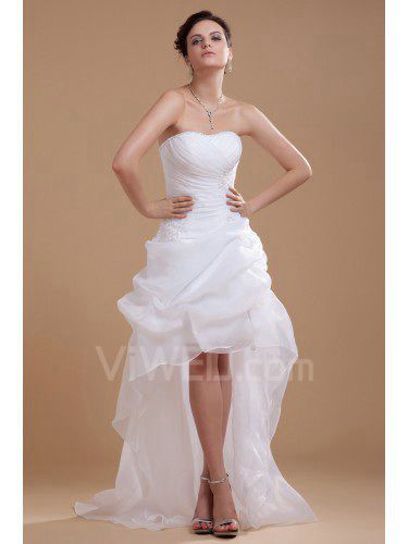 Organza and Satin Scoop Asymmetrical A-line Wedding Dress