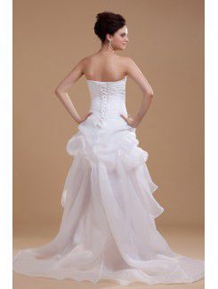 Organza and Satin Scoop Asymmetrical A-line Wedding Dress