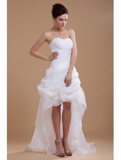 Organza and Satin Scoop Asymmetrical A-line Wedding Dress