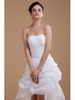 Organza and Satin Scoop Asymmetrical A-line Wedding Dress