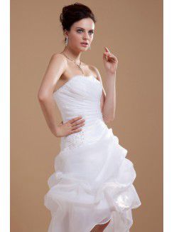 Organza and Satin Scoop Asymmetrical A-line Wedding Dress