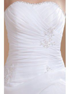Organza and Satin Scoop Asymmetrical A-line Wedding Dress