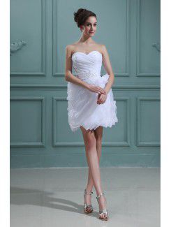 Taft sweetheart kort balklänning bröllopsklänning med volang