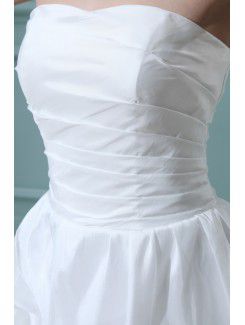 Taffeta Strapless Asymmetrical A-line Wedding Dress with Ruffle