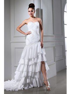 Taffeta Sweetheart Sweep Train Sheath Wedding Dress