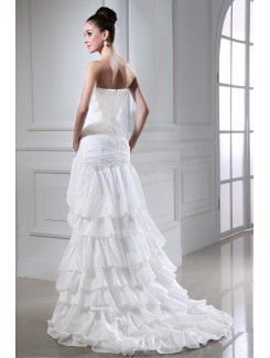 Taffeta Sweetheart Sweep Train Sheath Wedding Dress