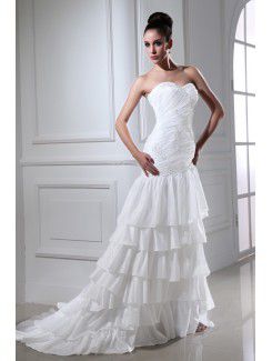 Taffeta Sweetheart Sweep Train Sheath Wedding Dress