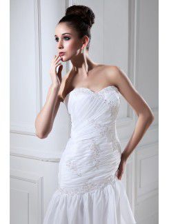 Taffeta Sweetheart Sweep Train Sheath Wedding Dress