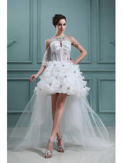 Organza Jewel Ball Gown Asymmetrical Wedding Dress