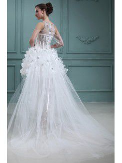 Organza Jewel Ball Gown Asymmetrical Wedding Dress