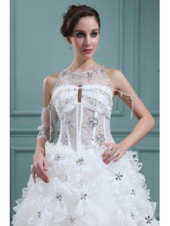 Organza Jewel Ball Gown Asymmetrical Wedding Dress