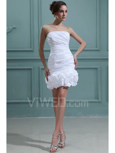 Taffeta Strapless Short Sheath Wedding Dress